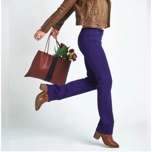 Betabrand Classic Dress Pant Yoga Pant Straight Leg S Small Purple Stretch